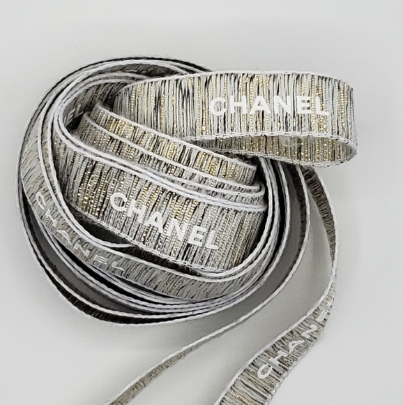 Chanel White Grey Gold Ribbon 140 inches - Picture 1 of 3